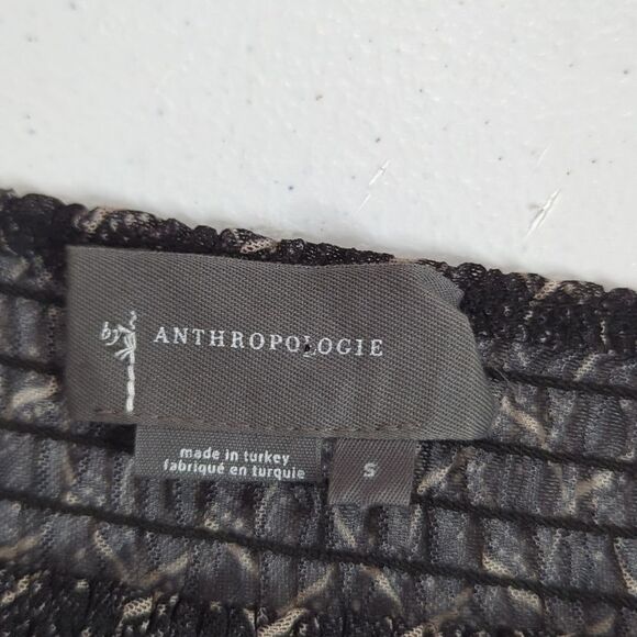 Anthropologie Top Womens Small Black Smocked Long Sleeve Blouse - Picture 7 of 11